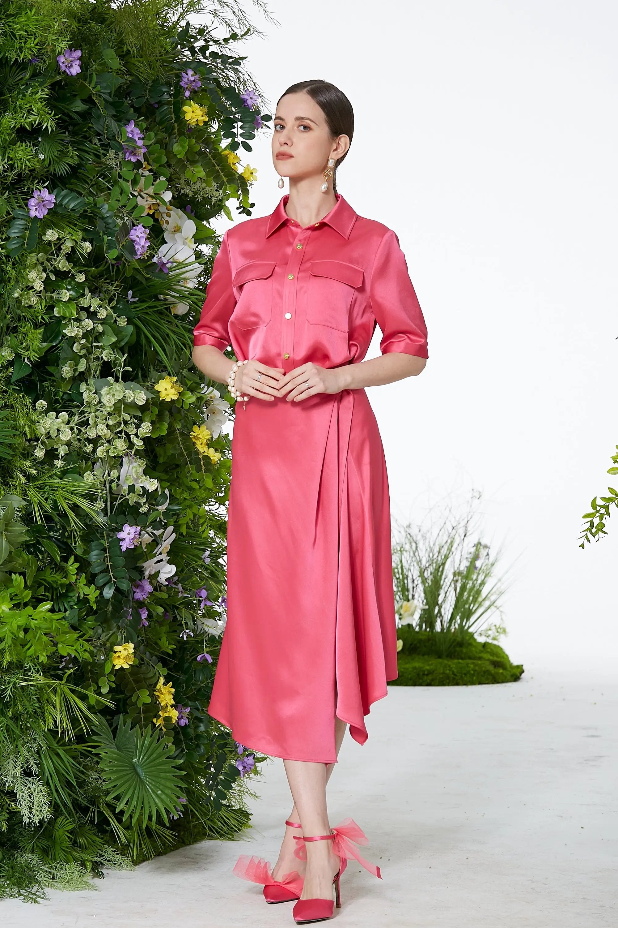 Ladies' Spring and Summer V-neck Belt Versatile Dess with Temperament ULA